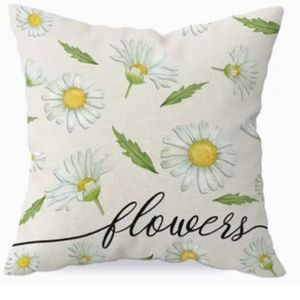 NEW LINEN FLORAL DAISIES SPRING/SUMMER DECORATIVE FLOWERS QUOTE PILLOW 18" X 18"